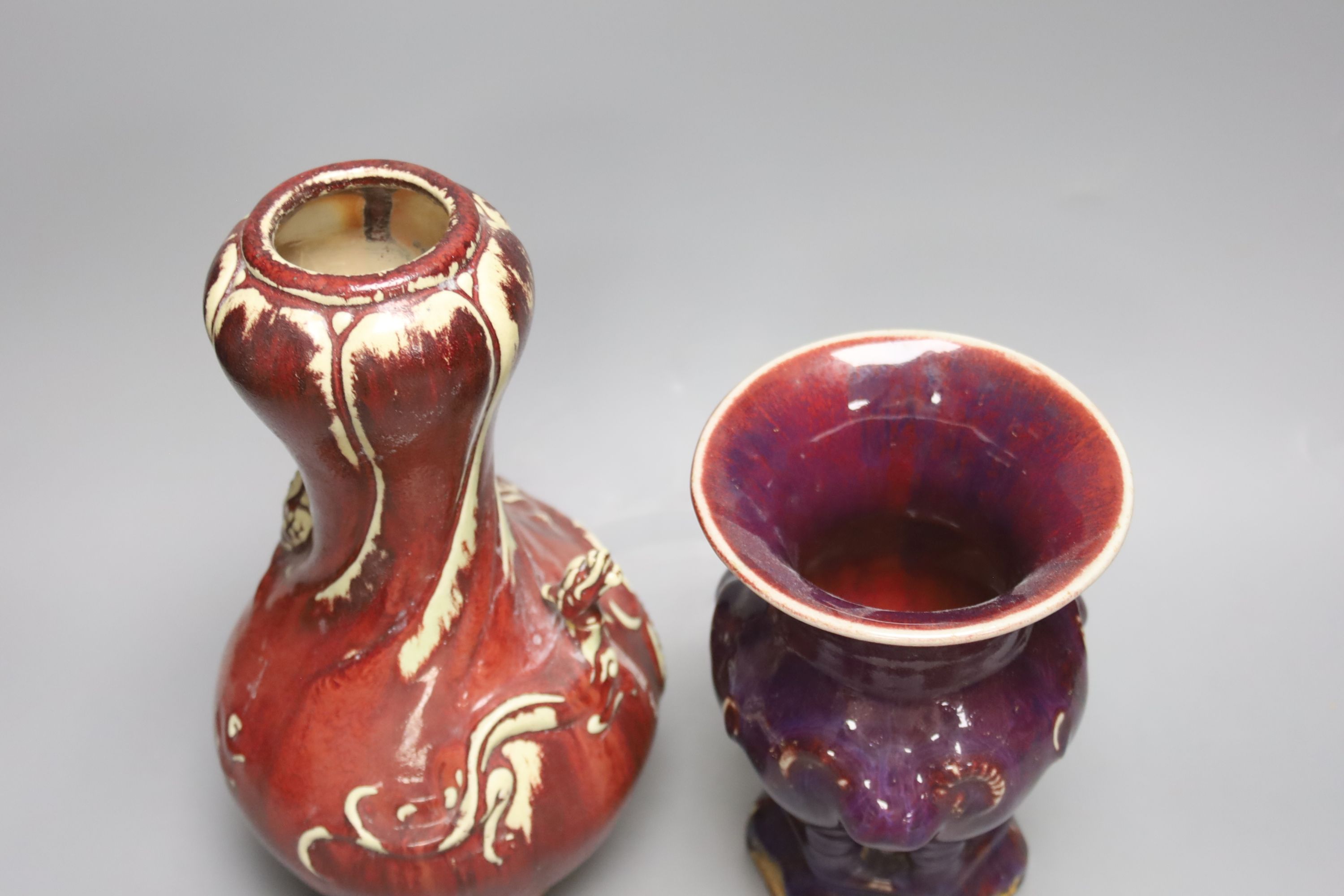 A Chinese Jun type vase and a Sang de boeuf vase, tallest 29cm